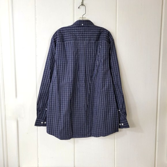 Duluth Trading Co Wrinklefighter Blue Plaid Button Down Shirt Men's Large - Picture 4 of 5